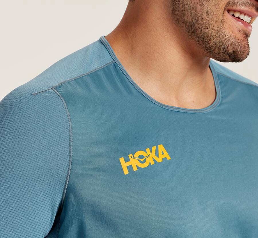 Top Hoka One One Hombre Azules - Wind - FXKW69315